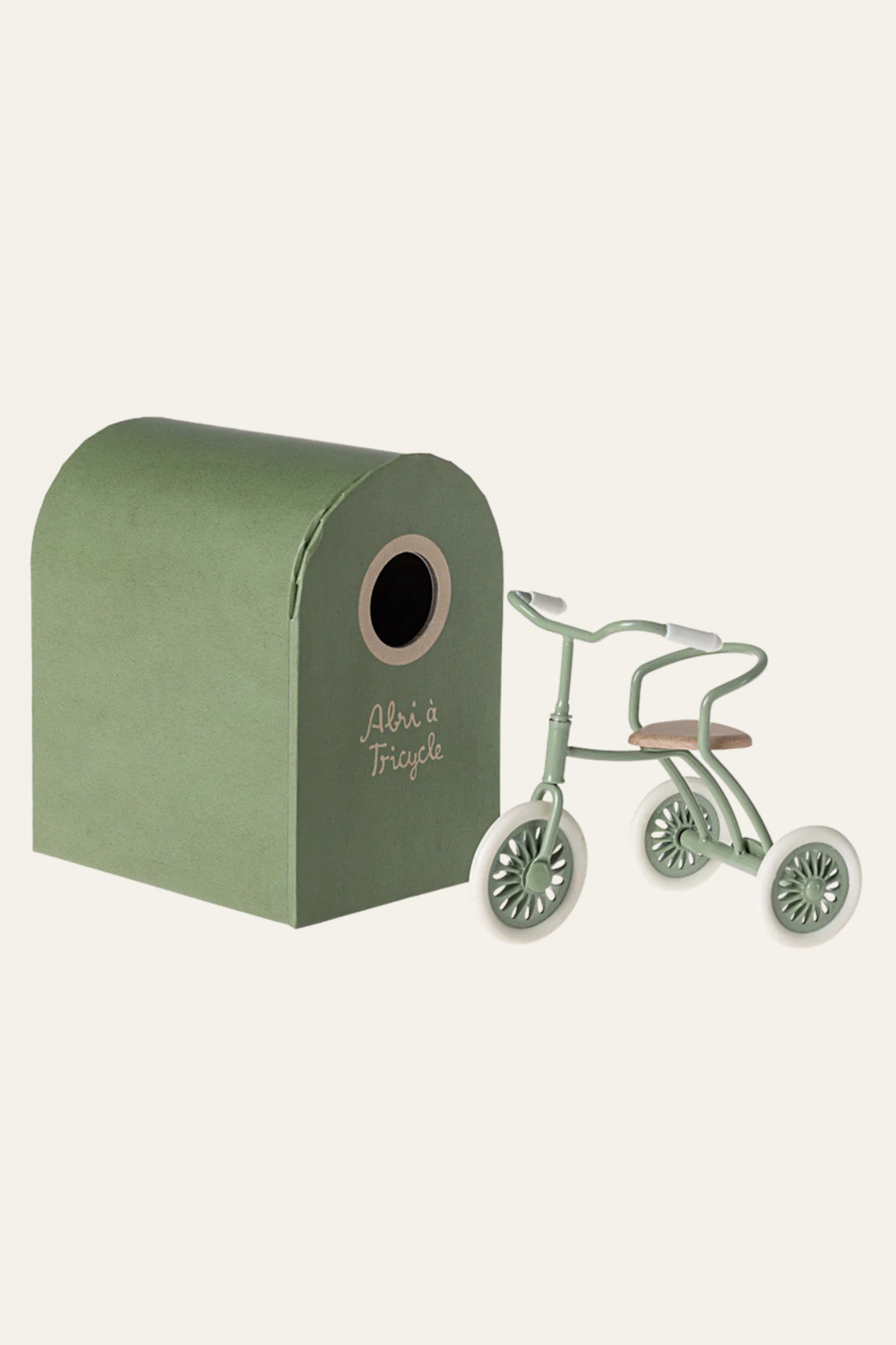 Green shelter and tricycle from Maileg