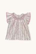 Paloma hand-smocked blouse Roses farandole
