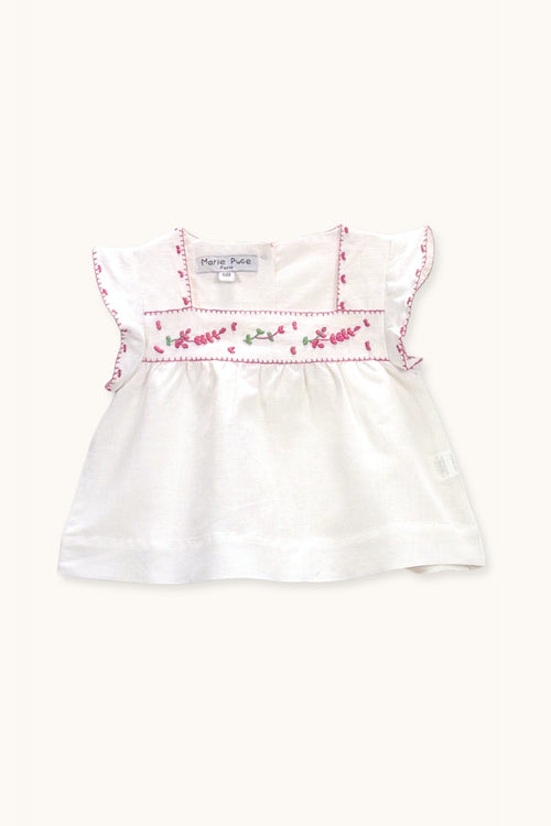 Vera blouse hand-embroidered in linen