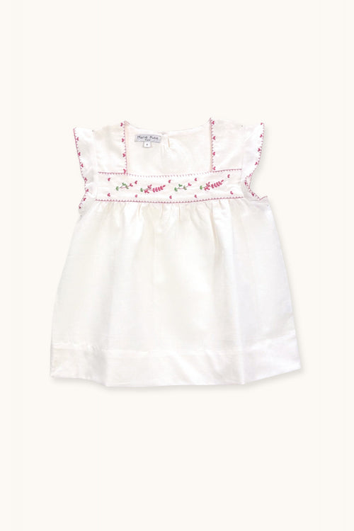 Vera blouse hand-embroidered in linen