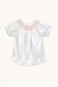 Gaia hand-smocked blouse in embroidered double gauze