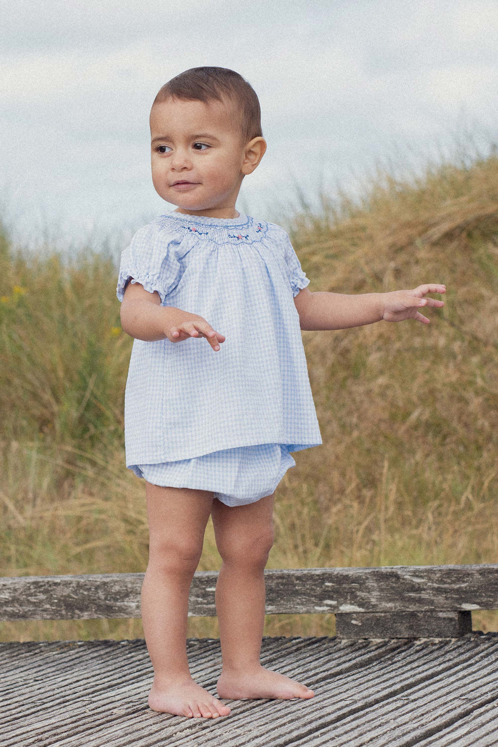 Meryl blouse hand-smocked in gingham