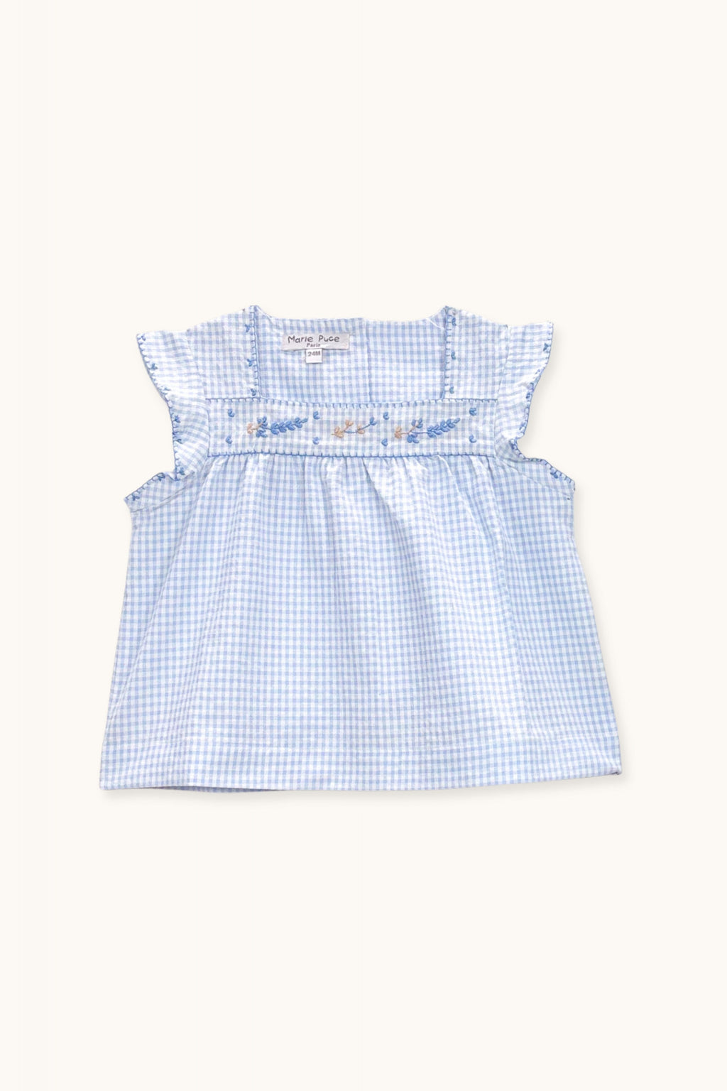 Vera blouse hand-embroidered in gingham