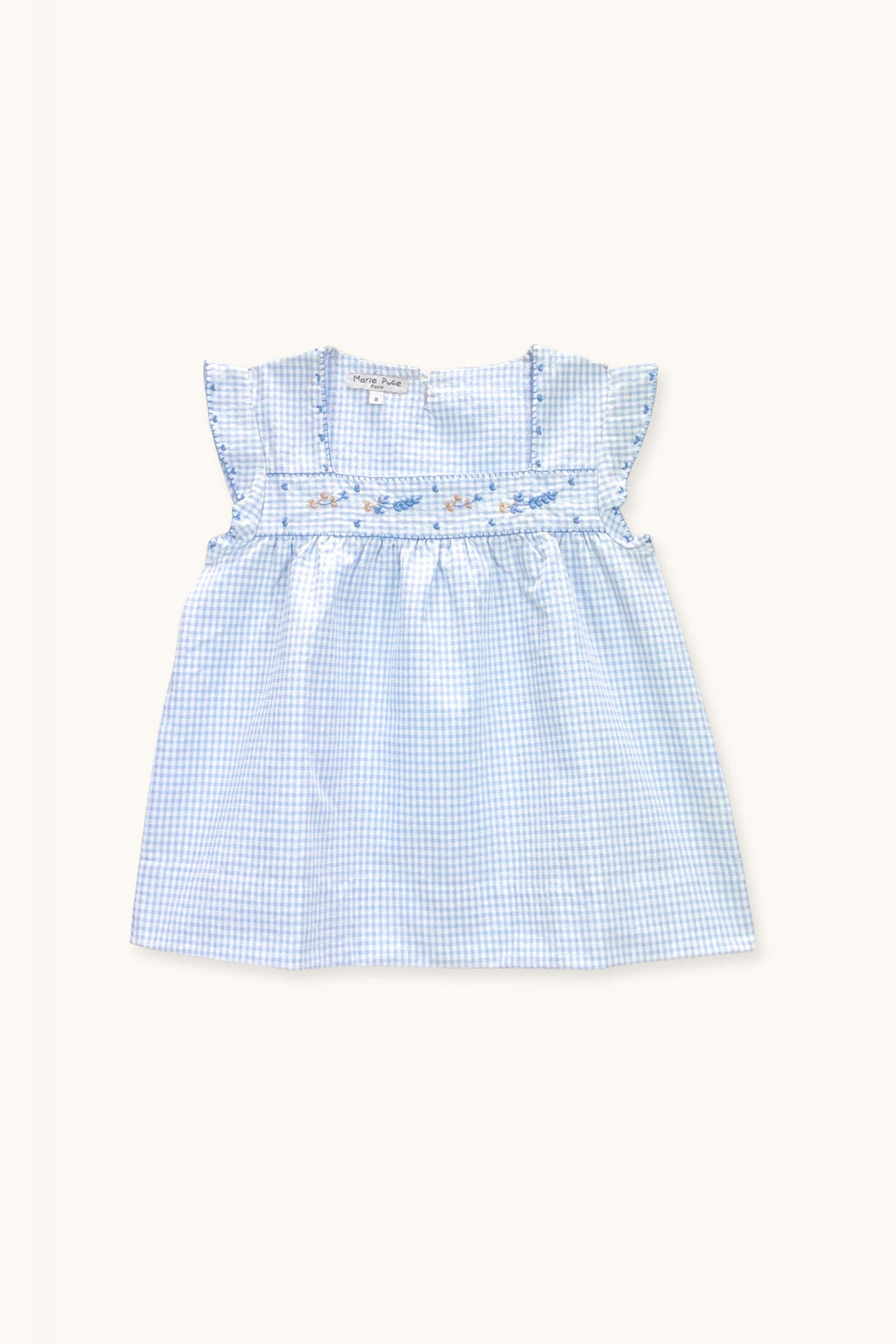 Vera blouse hand-embroidered in gingham