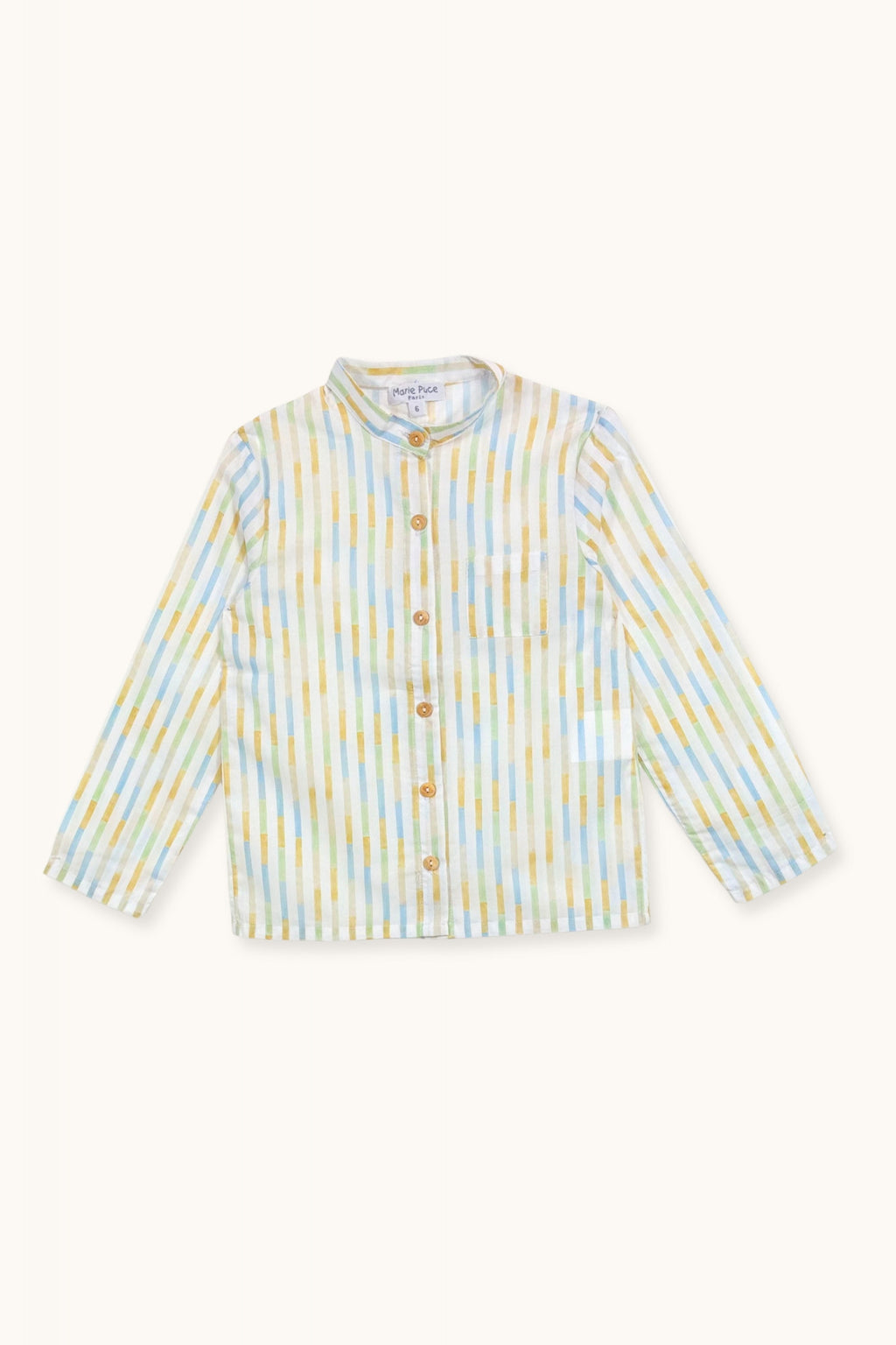 Arsene shirt with mandarin collar in striped cotton