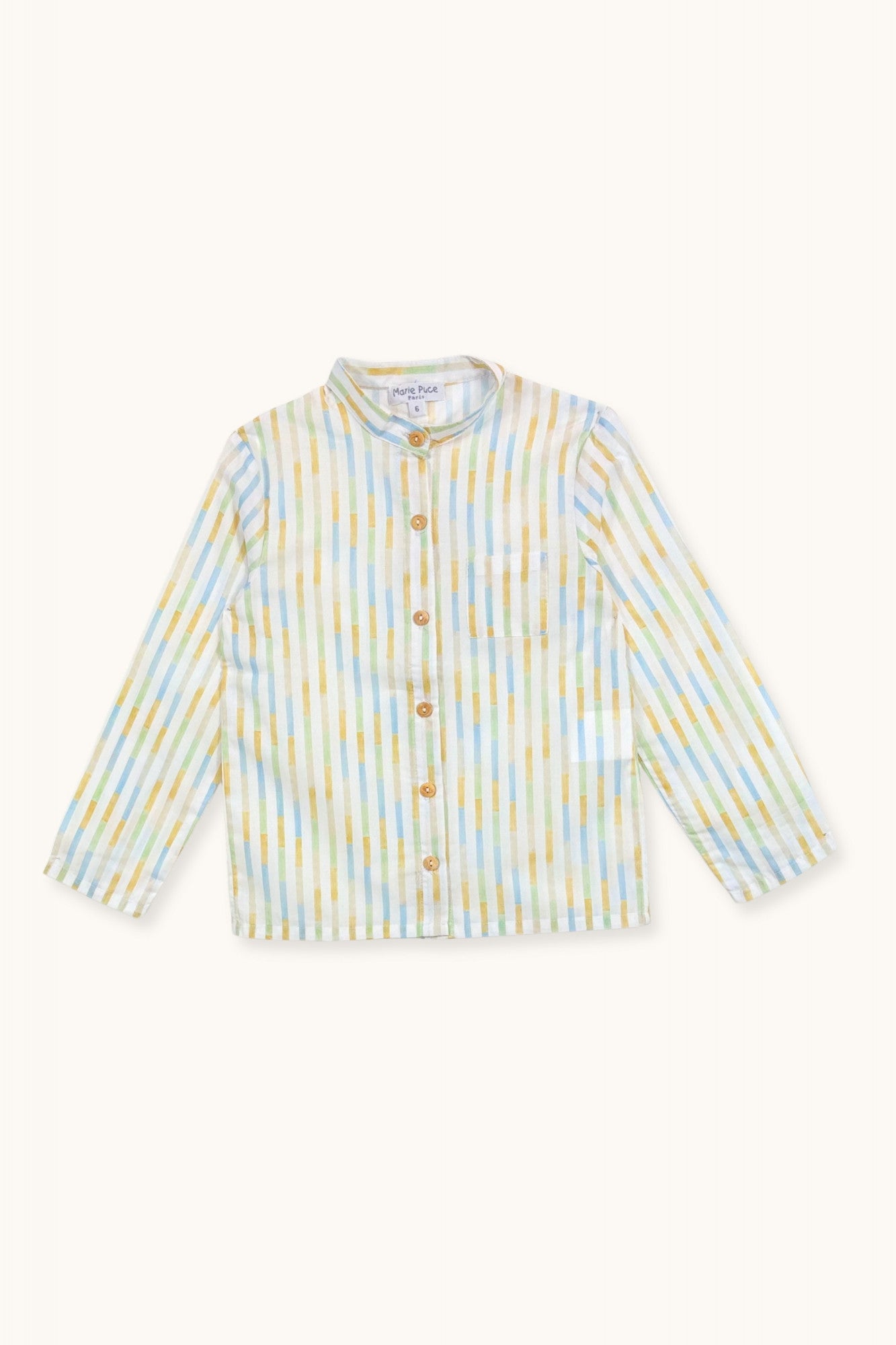 Arsene shirt with mandarin collar in striped cotton