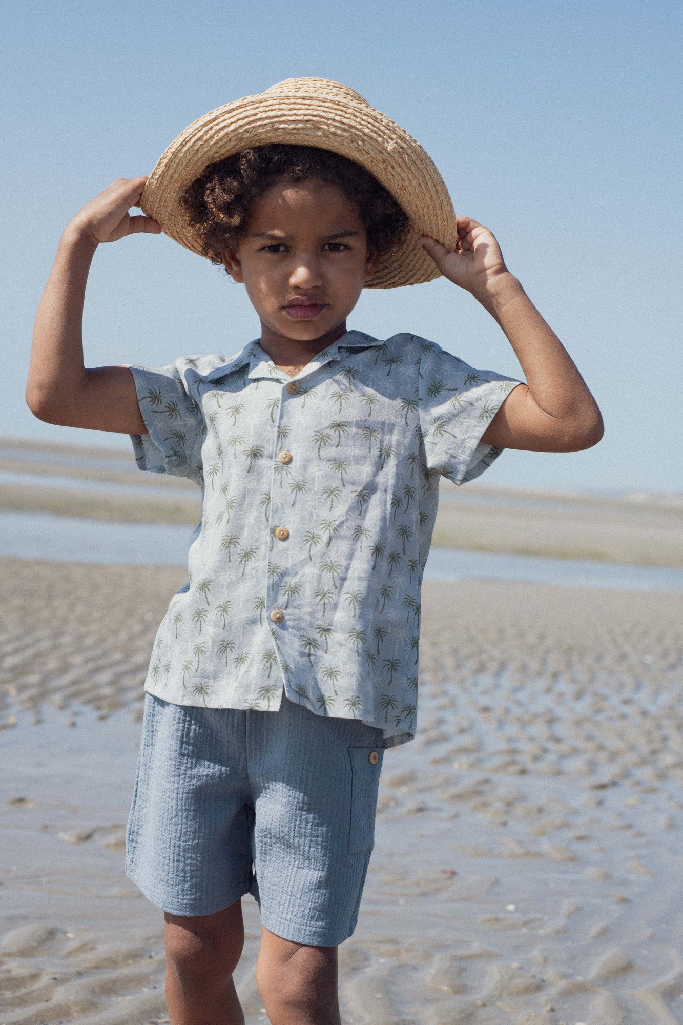 Caraibe shirt palms blue