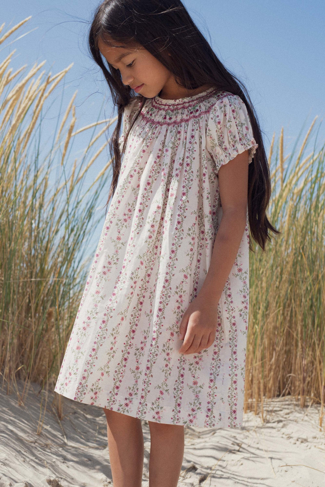 Cherry dress hand-smocked