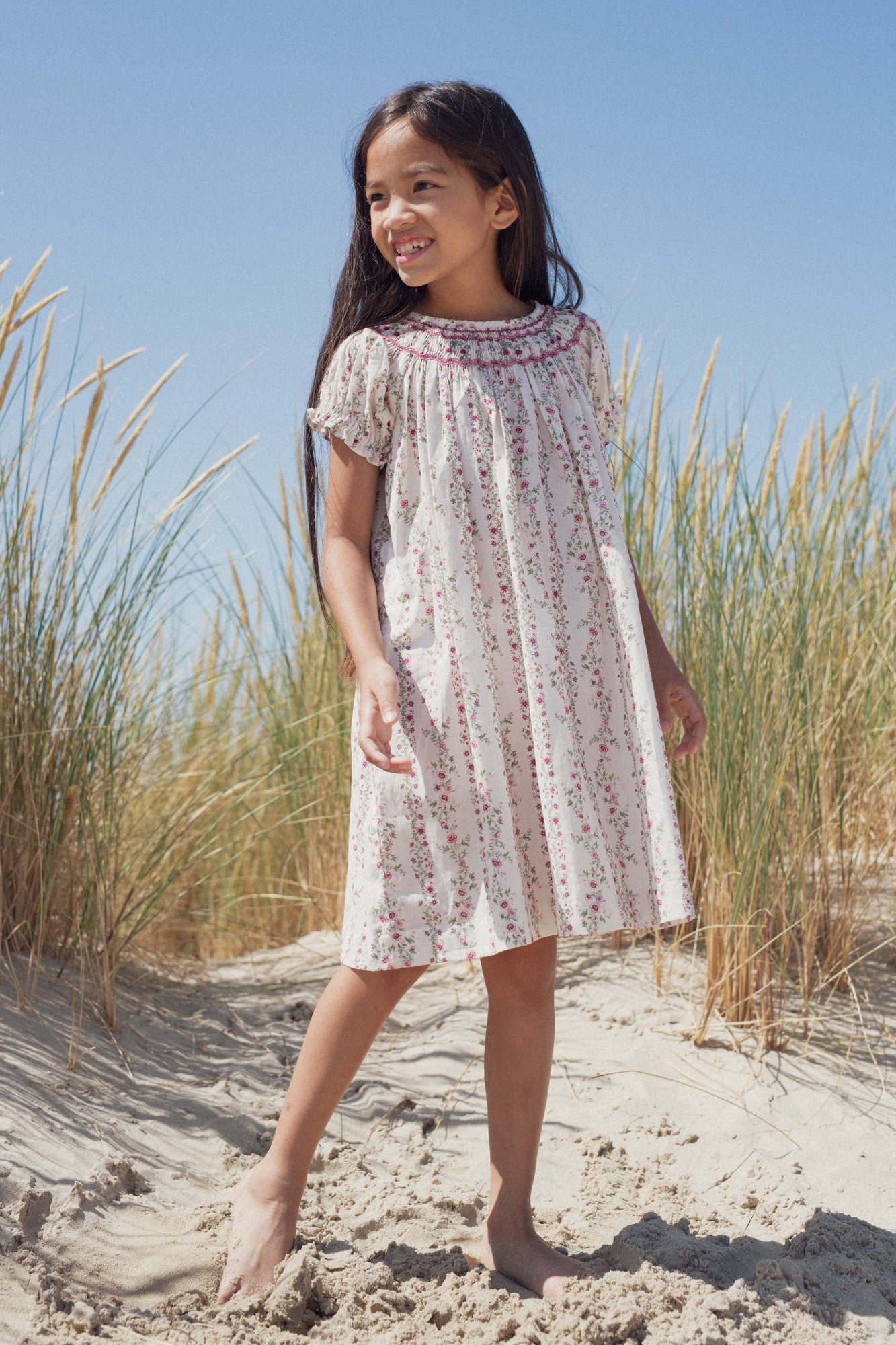 Cherry dress hand-smocked