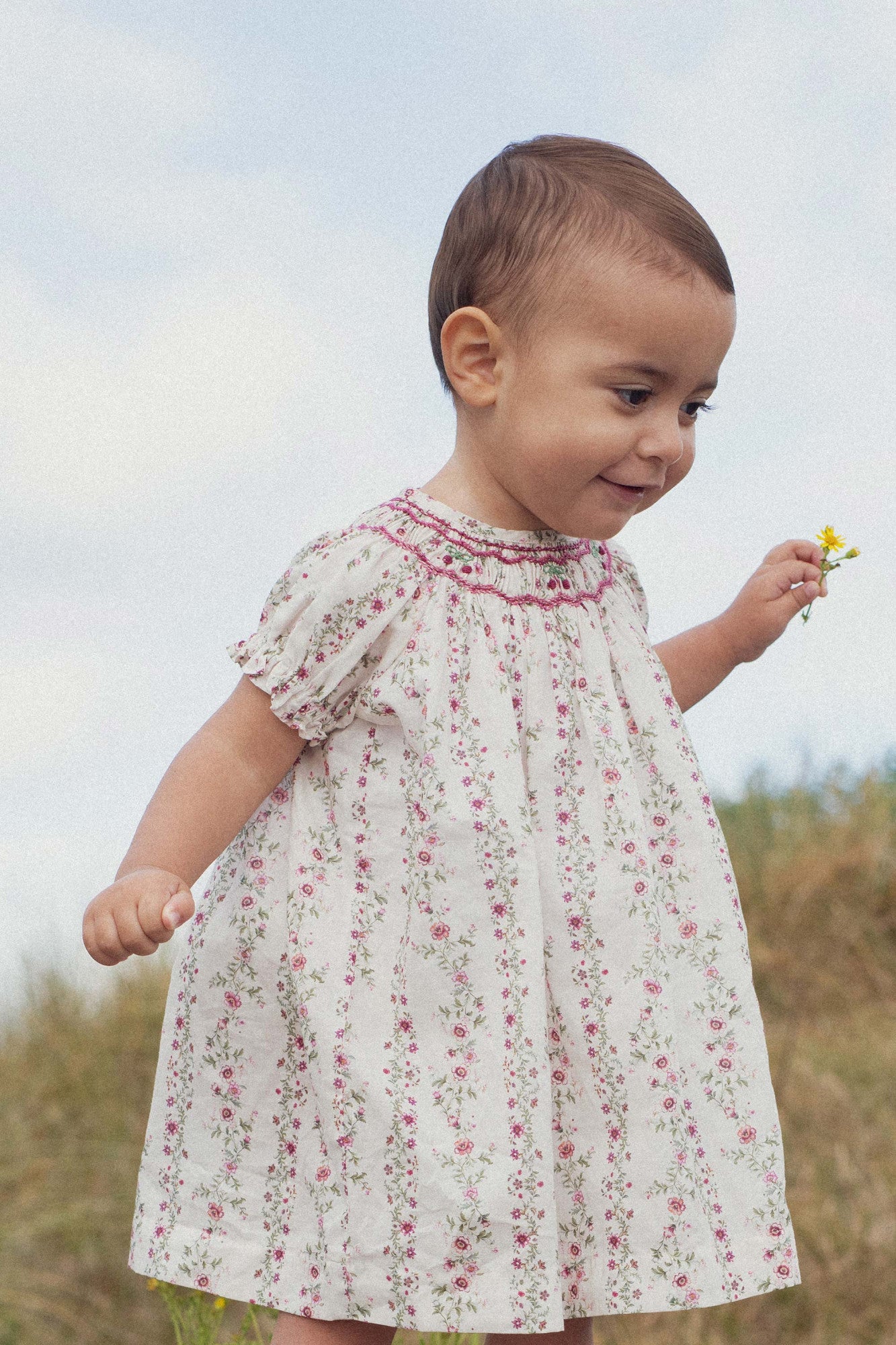 Cherry dress hand-smocked