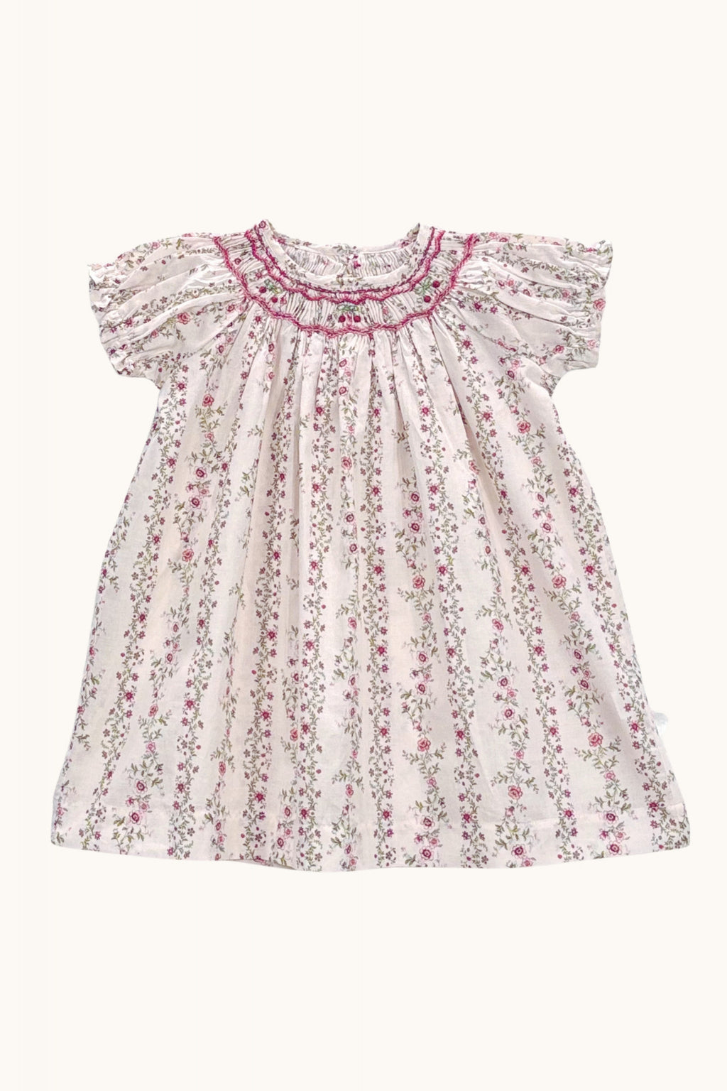 Cherry dress hand-smocked