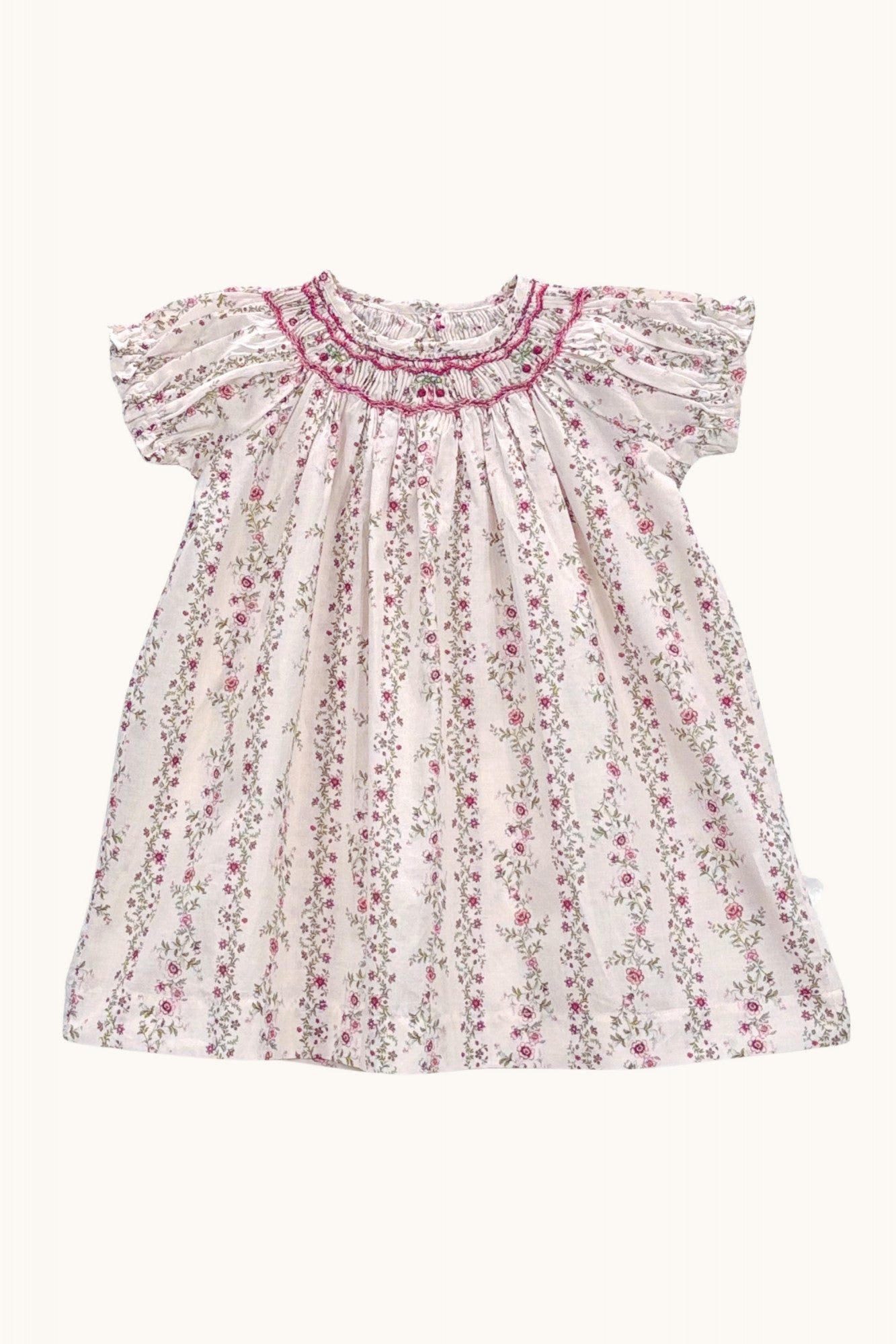 Cherry dress hand-smocked