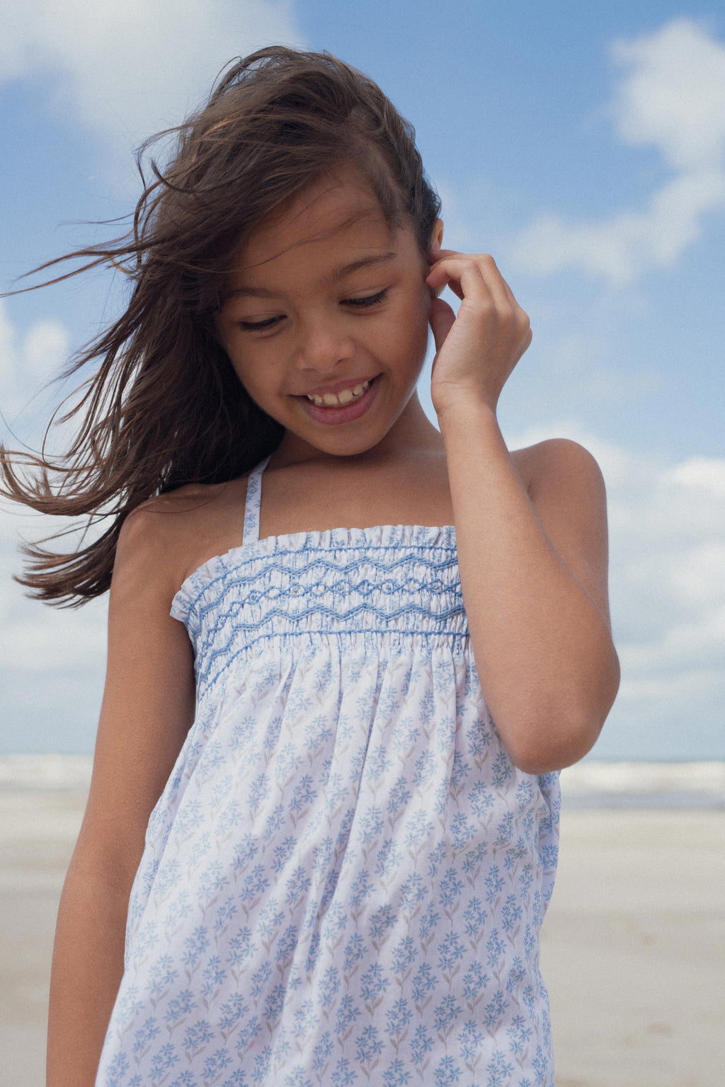 Sundress Diva hand-smocked Primrose blue