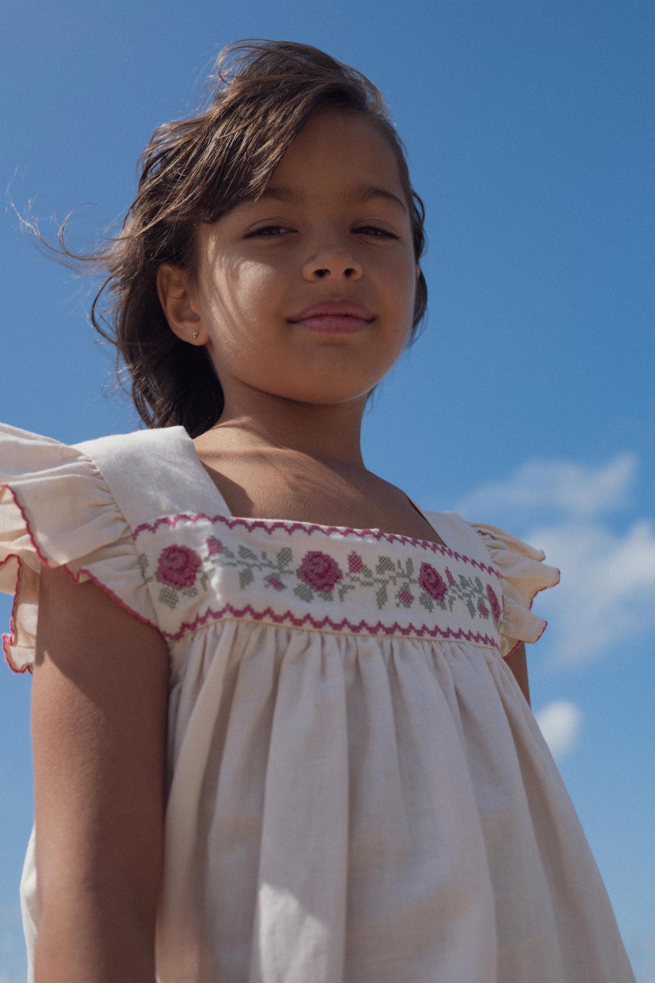 Eden dress with cross-stitch embroidery