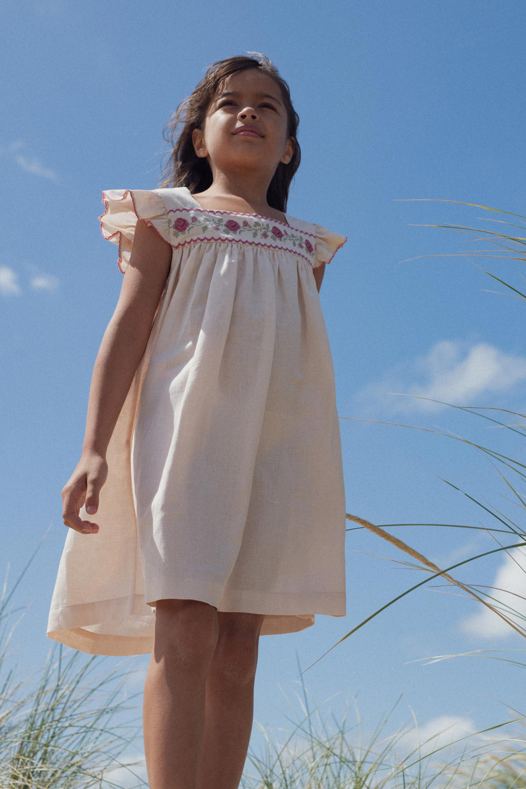 Eden dress with cross-stitch embroidery