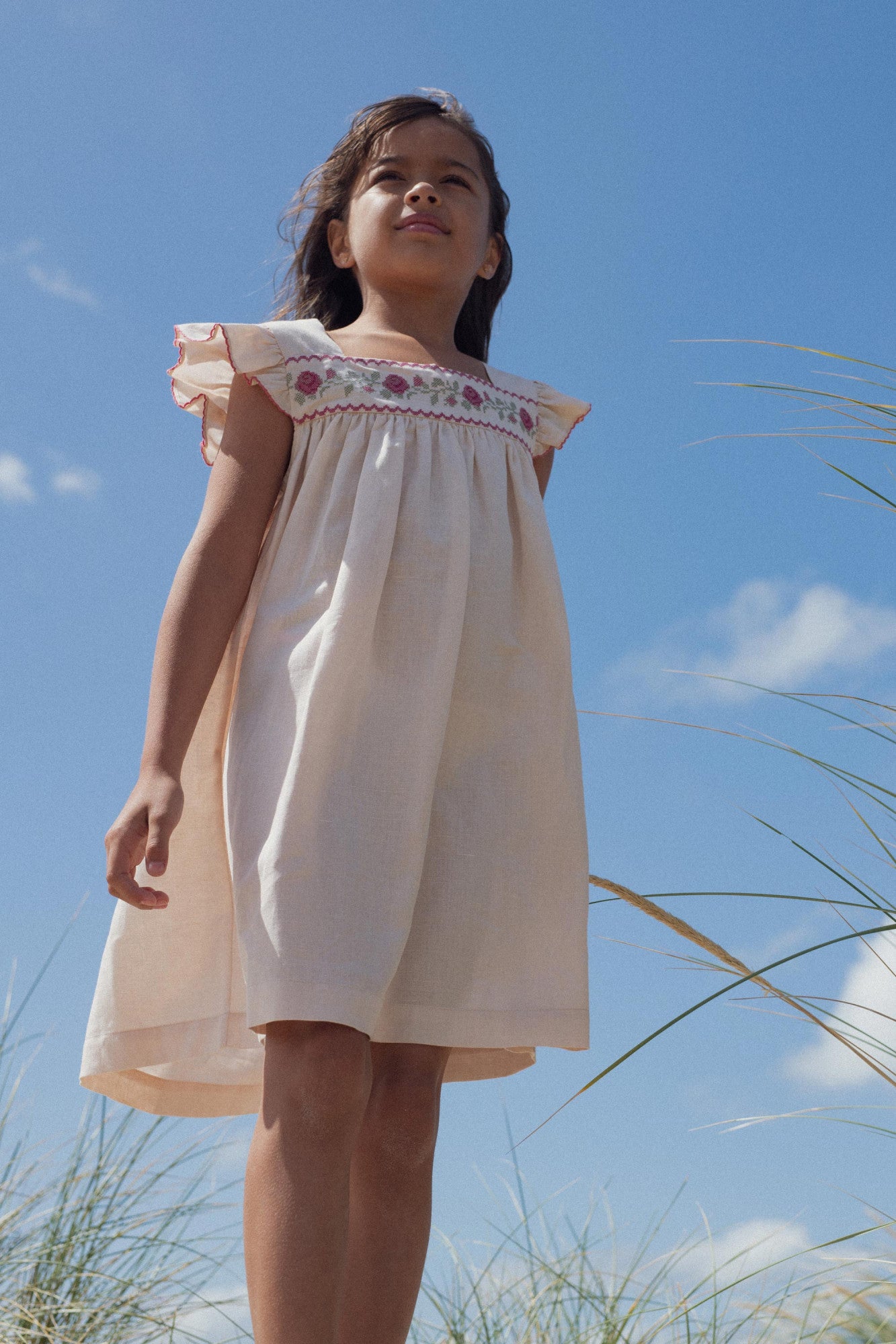 Eden dress with cross-stitch embroidery