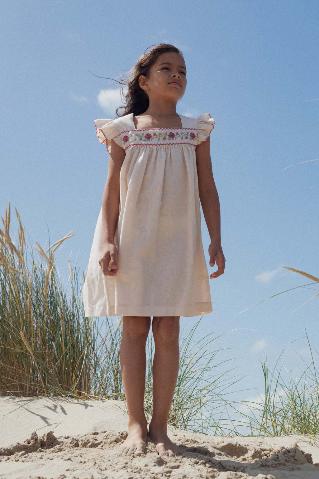 Eden dress with cross-stitch embroidery