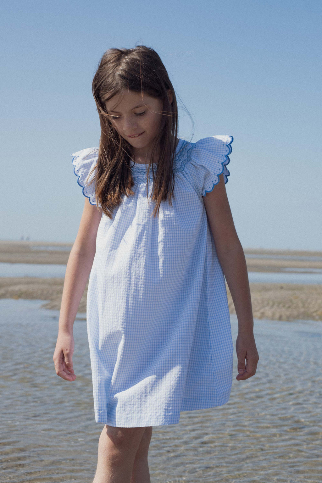 Stella dress hand-smocked in gingham