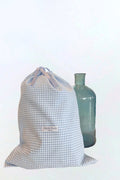 Large blue gingham pouch