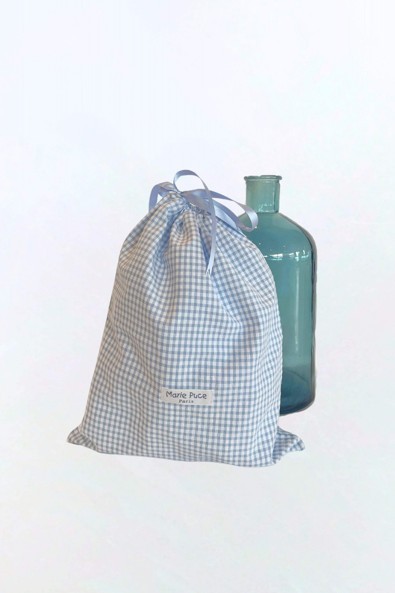 Small blue gingham pouch
