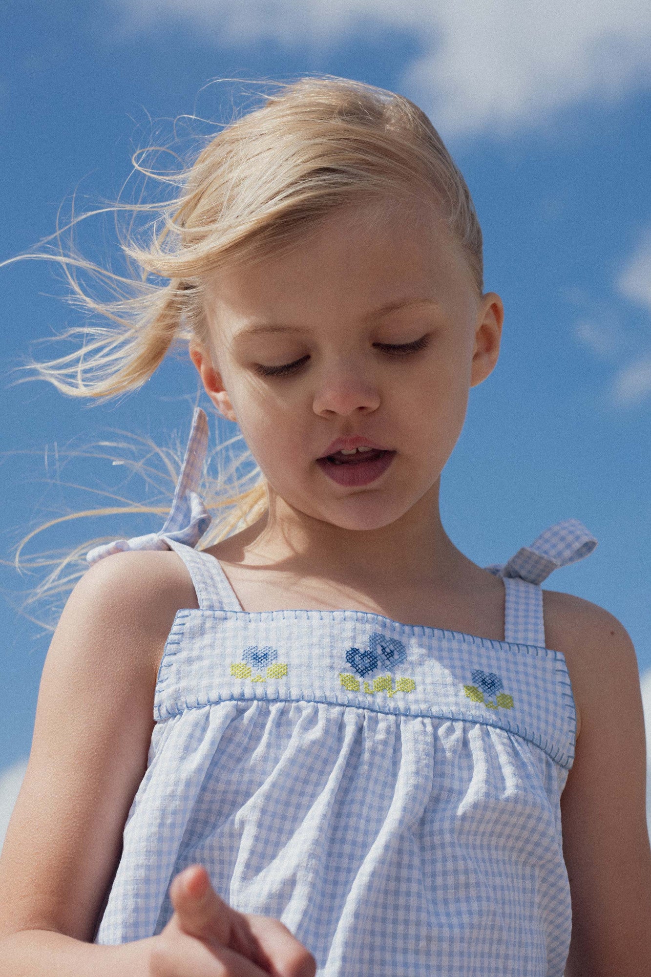 Adelie top with cross-stitch embroidery