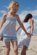 Indie top hand smocked Primrose blue