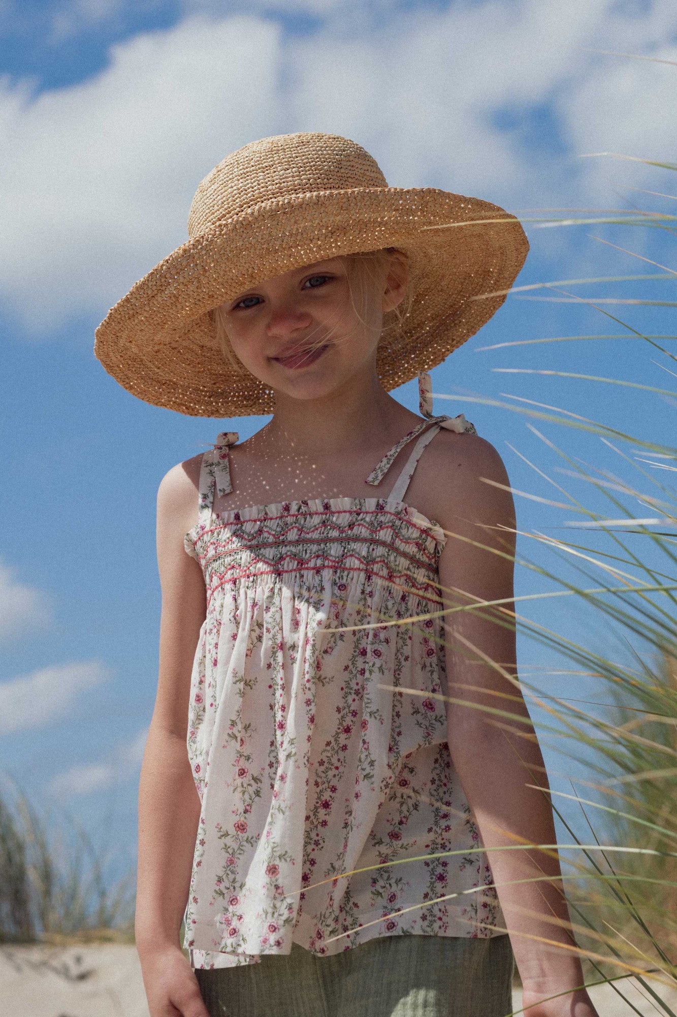 Indie top hand smocked Roses farandole